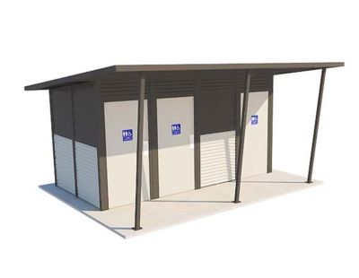Yarra 3 Standard Toilet Building with Shale Grey and Woodland Grey colour scheme